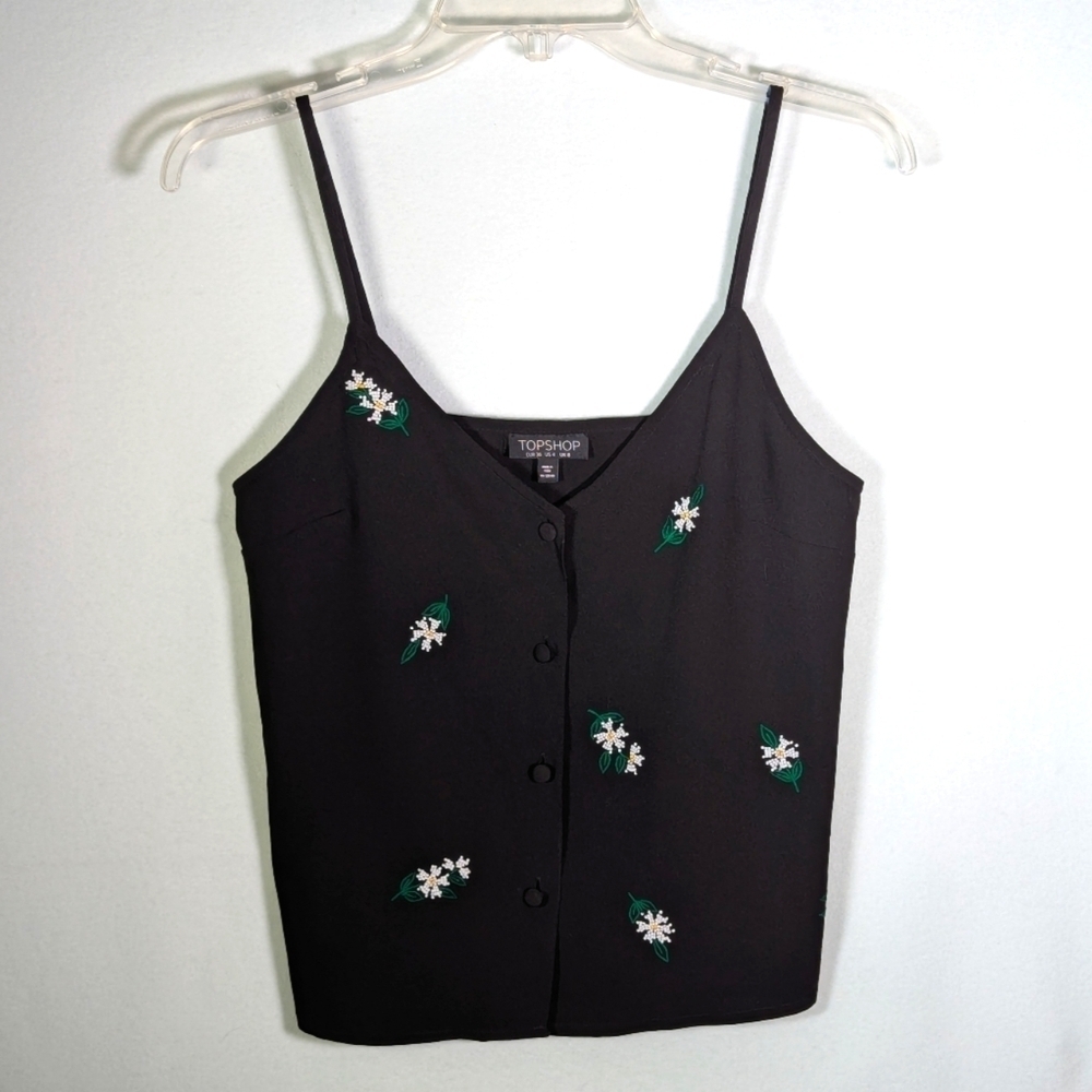 Topshop Floral Beaded Camisole Sz 4
